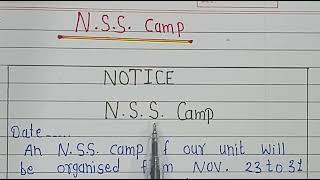 Notice Write On NSS Camp  Write On NSS Camp  An Article On The NSS Camp  NSS Camp Notice [upl. by Anstice147]