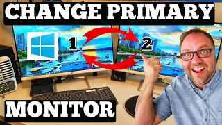 How To Change Primary Monitor Windows 10  Monitor 1 To Monitor 2 [upl. by Enidaj]