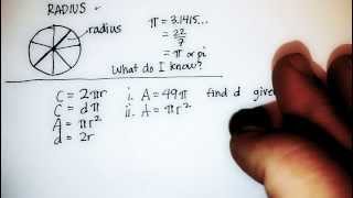 Circles Circumference Area Diameter Radius [upl. by Arrotal496]