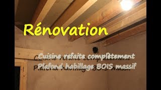 Plafond en bois habillage en bois pour la rénovation de ma cuisine avec enduits à la chaux [upl. by Jeffrey]