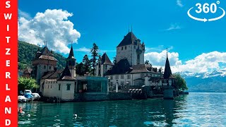 A Scenic Relaxation Walking Tour With Ambient SoundsOberhofen Switzerland 4K360 VR [upl. by Aioj]