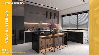 Kitchen room  Sketchup tutorial  Vray 5 Sketchup interior 42 [upl. by Cybil]