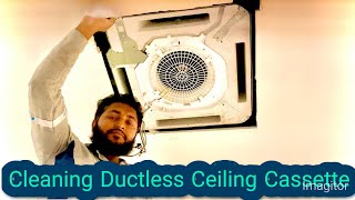 Cleaning Ductless Ceiling Cassette Air Conditioner Urdu Hindi [upl. by Sined]