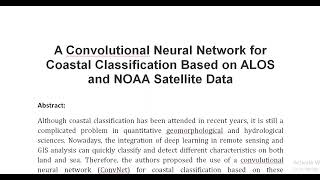 A Convolutional Neural Network for Coastal Classification Based on ALOS and NOAA Satellite Data [upl. by Swenson]