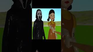 Scary teacher 3D vs squid challenge cut pumpkin face mask Halloween with hammer and sawshorts [upl. by Millham345]