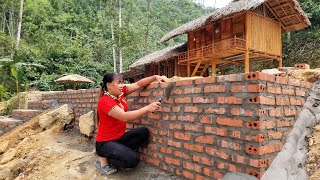 Single girl wall construction technique using red bricks cement and sand [upl. by Anitram]