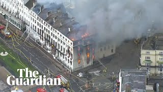 Eastbourne fire aerial footage shows Claremont hotel engulfed in flames [upl. by Crane702]