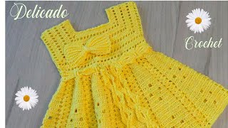 ✨¡Maravilla y ¡Súper fácil Vestido para bebé a crochet [upl. by Trometer]