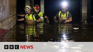 Torrential rains hit Spain as troops search for more flood victims in Valencia  BBC News [upl. by Jojo]