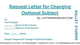 Request Letter for Changing Optional Subject  Sample Letter for Change of Optional Subject [upl. by Eecak677]