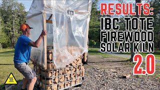 Results DIY IBC Tote Solar Firewood Kiln Test 20 [upl. by Yblok]