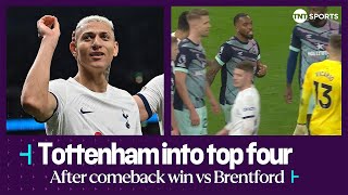 🎯 Tottenham move into the top four after badtempered Premier League clash with Brentford [upl. by Triplett]