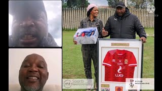 Pitso Mosimane honoring his career mentor Jomo Sono with an Al Ahly jersey  quotI wouldnt be herequot [upl. by Ocin691]