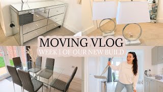 MOVING VLOG  LOTS OF NEW FURNITURE CLEANING amp MORE [upl. by Kellie299]