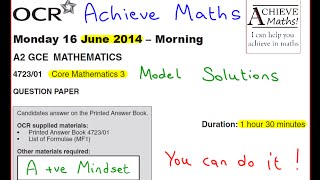 Alevel Maths OCR June 2013 Core Mathematics 3 C3 complete paper [upl. by Landre]