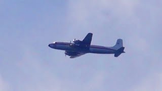 Historic flypast Braathens SAFE  Douglas DC6B seen from Stord airport june 2020 [upl. by Ahsetan]