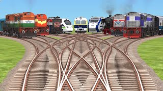 Nine Trains at Forked Railroad  Cross Each Other at Diamond Crossing Train Simulator classic 2024 [upl. by Eesac60]