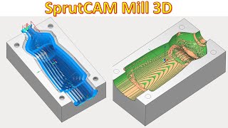 SprutCAM Tutorial 6  SprutCAM Mill 3D Rough amp Rest Rough Waterline [upl. by Parrie]