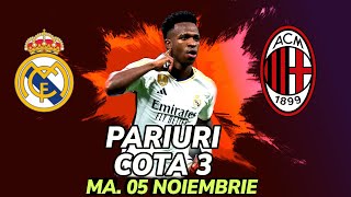 PARIURI Marti 05112024  Biletul COTA 3 Champions Real Madrid  Milan [upl. by Leopoldeen]