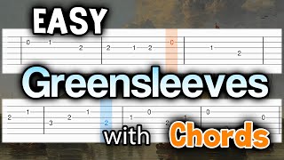 Greensleeves  EASY Guitar tutorial TAB [upl. by Shepley]