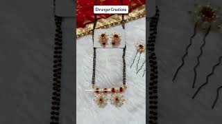 Red AD Stone Mangalsutra and Earrings♥️🧿jewellerycreationbridalaccessoriesbridaljewelleryvideo [upl. by Nikkie]