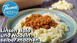 Nudeln ohne Ei mit Linsen Bolognese  Thomas kocht [upl. by Mauricio525]