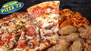 ASMR NO TALKING Pepperoni amp Jalapeño Cheese Pizza Jalapeño Poppers Wings amp Jalapeño Cheese Sauce [upl. by Bum84]