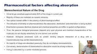 Part 8 Physicochemical factors affecting drug absorption I Stability and stereochemical nature [upl. by Towne]