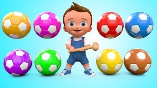 Soccer Balls Mini Golf Game Play by Little Baby Wooden Hammer to Learn Colors for Children  3D Kids [upl. by Nsaj252]