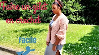 TUTO GILET A MANCHES LONGUES EN CROCHET l Tracy M Crochet [upl. by Pucida]