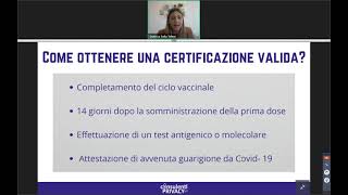 Webinar Consulenti Privacy Srl  GREEN PASS IN AZIENDA  10092021 [upl. by Sebastiano681]