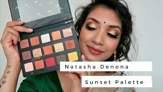 Natasha Denona Sunset Palette  Saree look  Vithya Hair and and Makeup [upl. by Sender587]