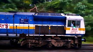 Pune DLS WDP4D accelerates through Innanje hauling 11097 Poorna Express [upl. by Atiuqihs]