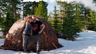 Spring Camping with Russian Bear Hot Tent [upl. by Kciredor]