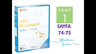 345 TYT MATEMATİK SAYFA 74 75 ÖRÜNTÜLÜ SAYI GRUPLARI TEST 1 [upl. by Einniw311]