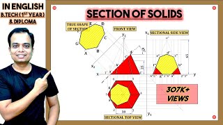 3 How to section a Hexagonal Pyramid and draw true shape of section [upl. by Nybor]