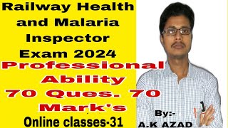 Railway Health and malaria Inspector online exam 2024online classes Class31 [upl. by Stoeber]