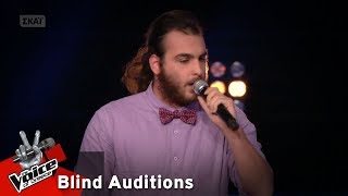 Στέλιος Ψαρογιάννης When a blind man cries  14o Blind Audition  The Voice of Greece [upl. by Huan]