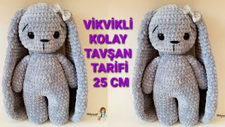 AMİGURUMİ VİKVİKLİ POFUDUK TAVŞAN YAPIMI 25 CM kolaytavşanyapımı amigurumitavşanyapımı örgübebek [upl. by Rawde]