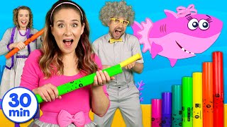 Baby Shark Boomwhackers  More Nursery Rhymes  Kids Songs [upl. by Aelem]