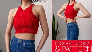 How to Crochet Crop Top  Pattern amp Tutorial DIY [upl. by Kipper]