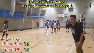 England Junior All Nations VBall Boys Div Pool Stage Phils Blue v UK v Asia Green v Europe [upl. by Mihalco312]