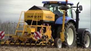 Claydon Direct Drilling Spring Barley with New Holland T6080 [upl. by Netsirhc304]