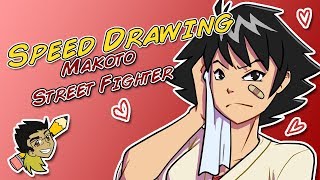 Makoto  Street Fighter  Valentines Day 2019 Speed Drawing wCommentary [upl. by Rudie743]