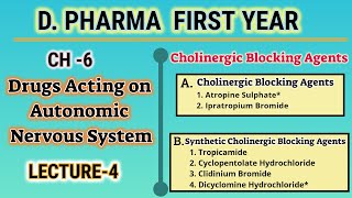 Cholinergic Blocking AgentsDrugs Acting on ANSCH6L4Pharmaceutical chemistryDPharmFirst year [upl. by Karalynn88]