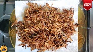 Birista Recipe  Crispy fried onions  Biryani fried onions brownonions birista [upl. by Latsyrd]