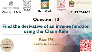 Finding derivative of an inverse function  Shortcut method  Q10 P1  12A  EoT1 [upl. by Atrebla]