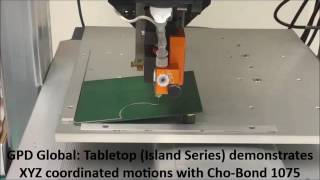 Tabletop demonstrates XYZ coordinated motions with ChoBondChomerics 1075 Gasketing [upl. by Aisyram]