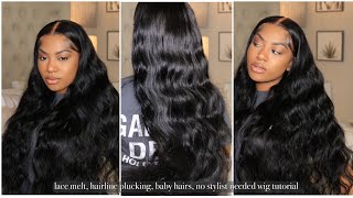 NO STYLIST NEEDED Most Natural Brazilian Body Wave Easy Lace Frontal Install ftWiggins Hair [upl. by Schouten]