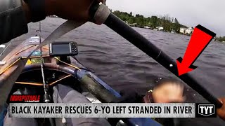 WATCH Black Kayaker Saves 6YearOld Stranded In River Dad Has Unbothered Reaction IND [upl. by Aleac988]